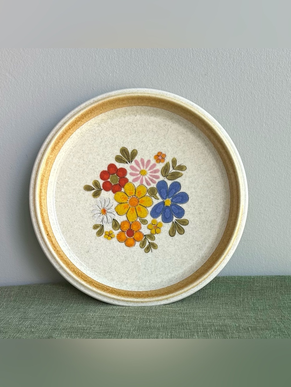 (6) MIKASA FLORIBUNDA vintage stoneware salad plates japan